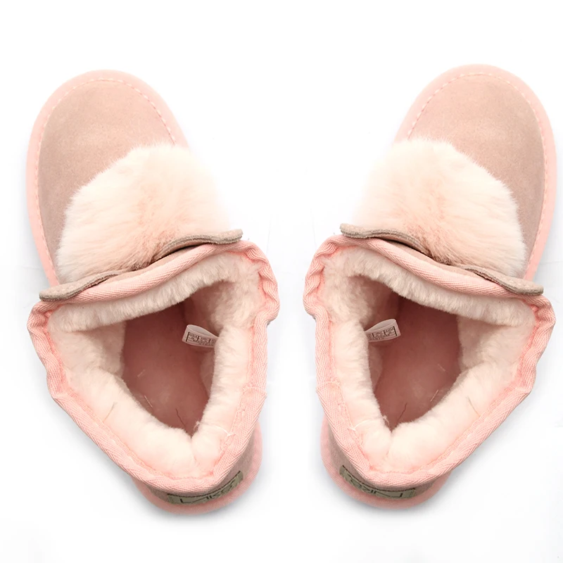 slip on style Classic Mini Genuine Shearling boots fur wool Lined Boot beige  winter shoes