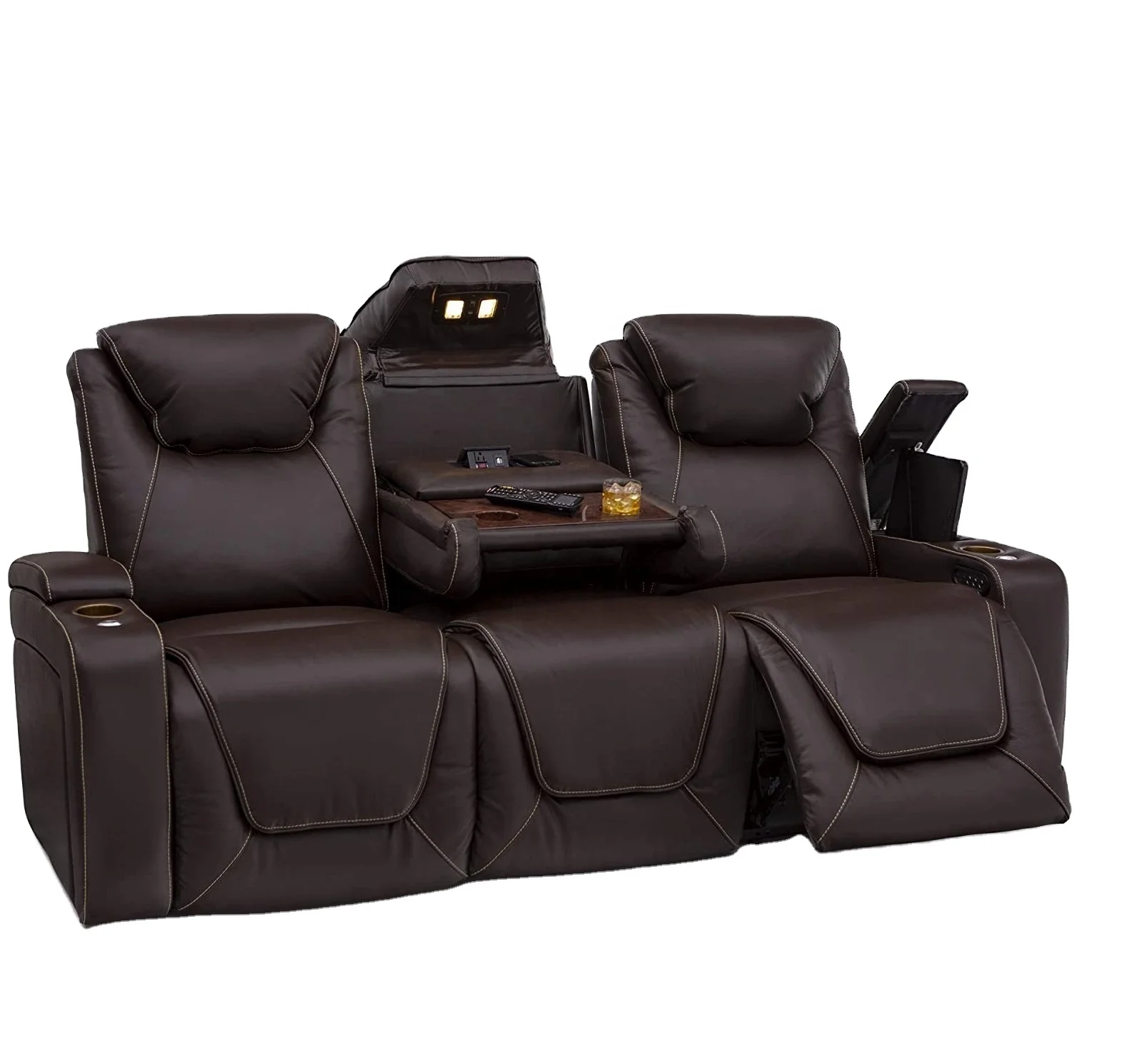JKY Furniture ZOY Adjustable Power Home Theater Sofa Set With Cup Holders And Tray Tables