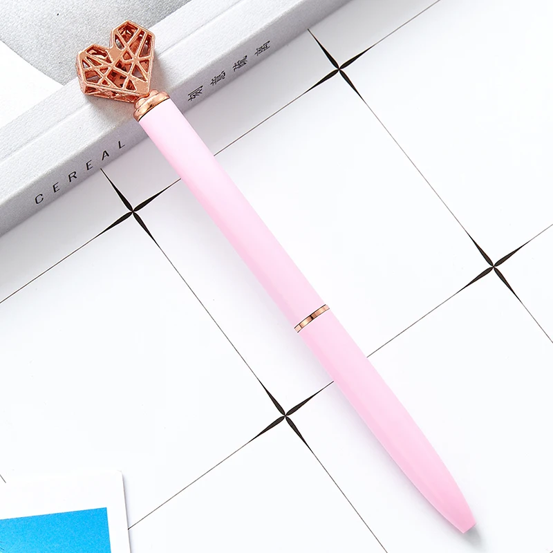 cute heart head ballpoint pens school supplies black ink metal ball pens custom logo