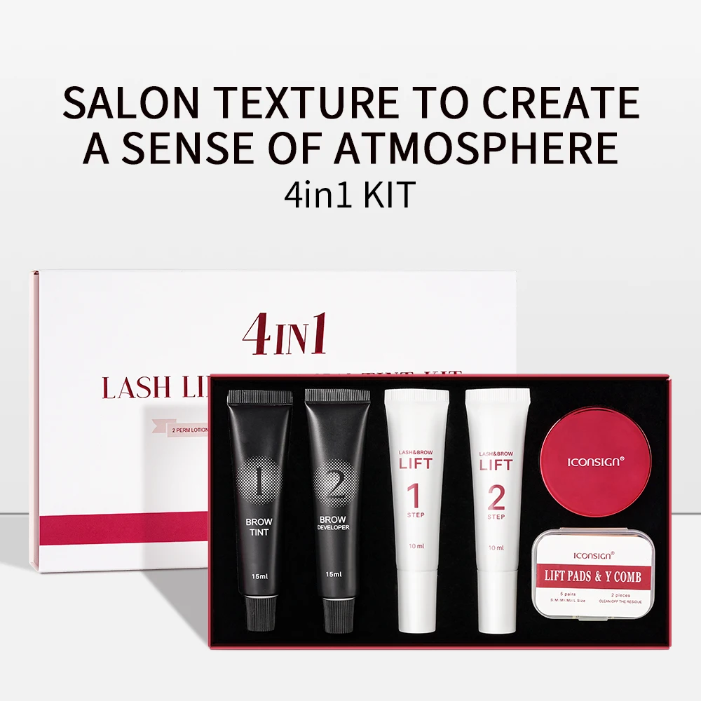 Iconsign 4IN1 Keratin Lash And Brow Lift Tube Perm Wimpern Eye Lash Lift And Brow Lamination Henna Eyelash Eyebrow Tint Dye Kit