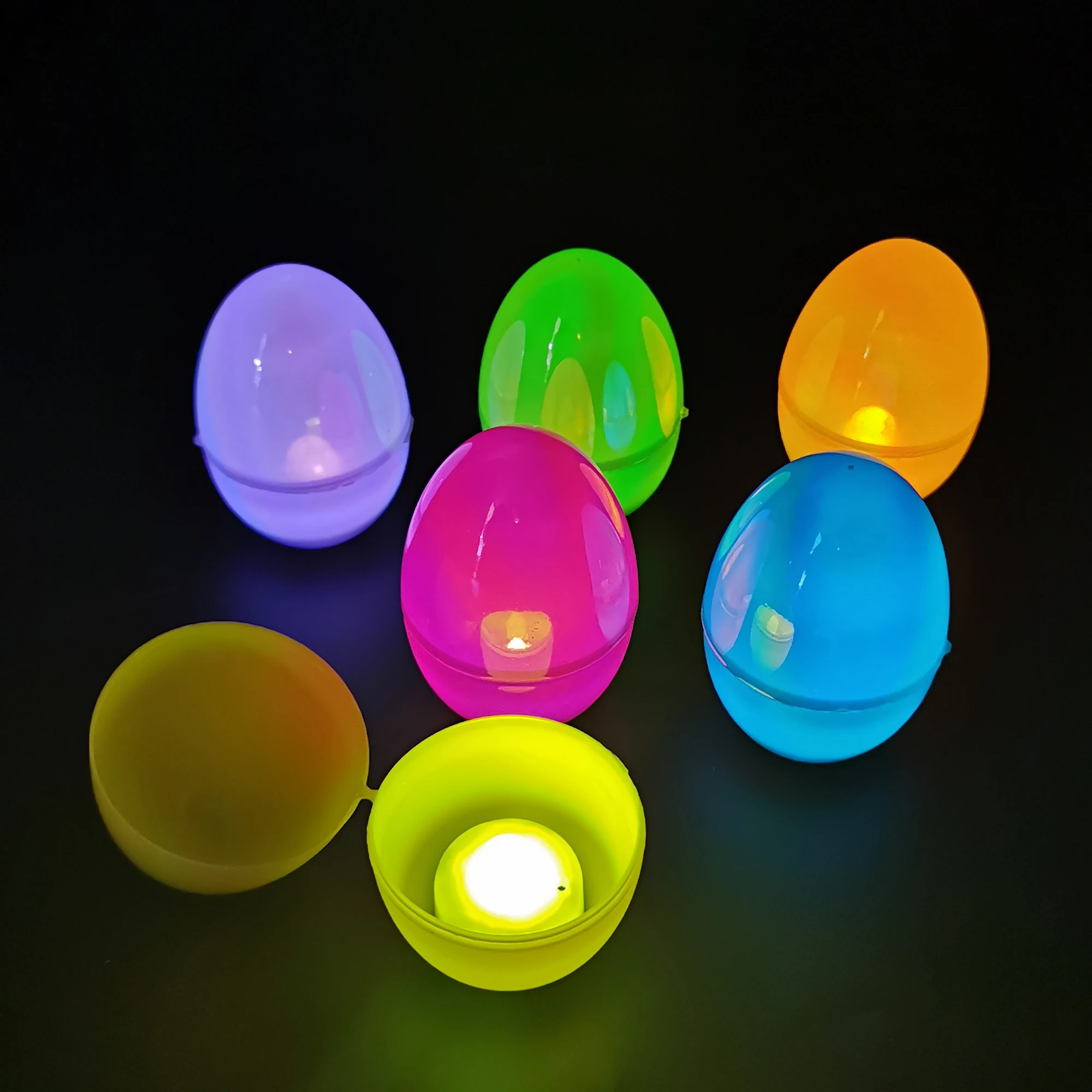 Popular Easter 6ct Plastic iridescent Eggs party light and decoration Colorful light up eggs
