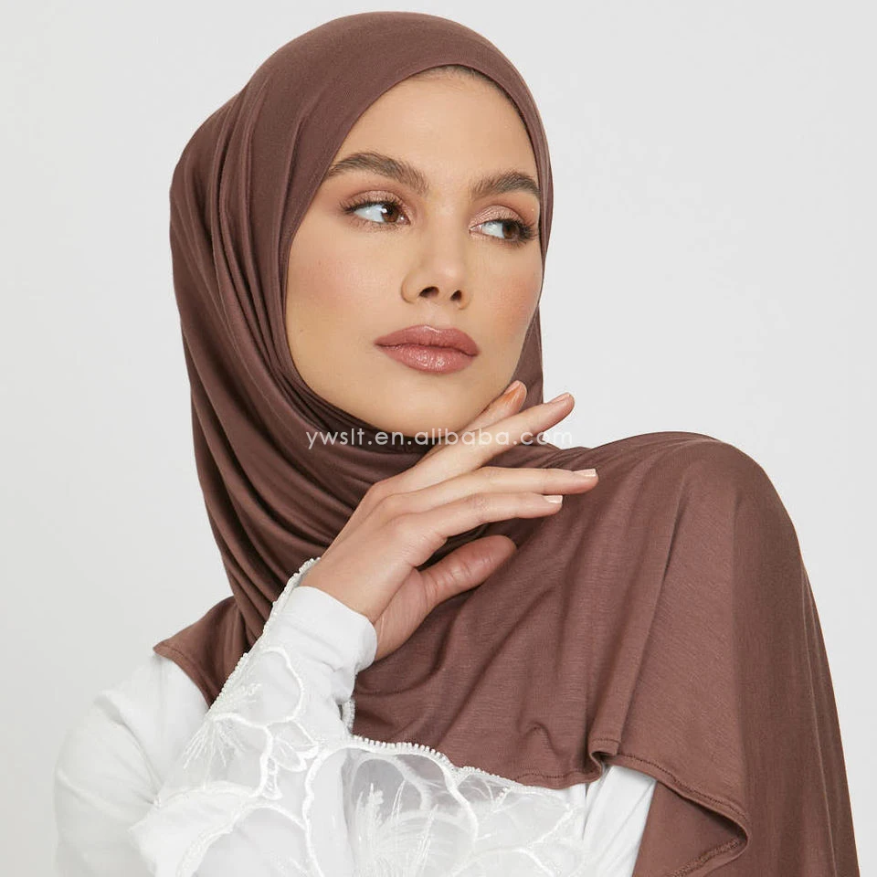 Shaurt Wholesale High-quality Solid Cotton Scarf Stretchy Hijab Head Wraps Women Soft Opaque Plain Muslin Jersey Shawl Hijab