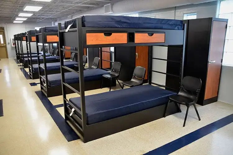 durable cheap single Twin size steel bunk bed frame jail metal bunk bed