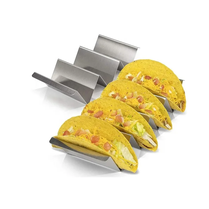 Custom Design Size Logo metal Taco Tray Customized Stainless Steel Taco Holders