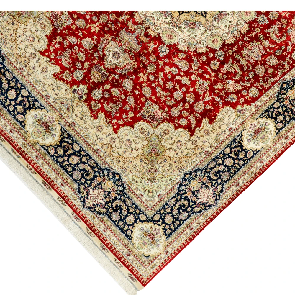 Nanyang Yuxiang High Quality Beautiful Floral Pattern Persian Knot Hand-made Pure Silk Carpet for Home Decor