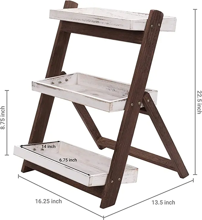 Freestanding multi tier wooden plant flower stand plants shelf vintage white 3 level shelf support