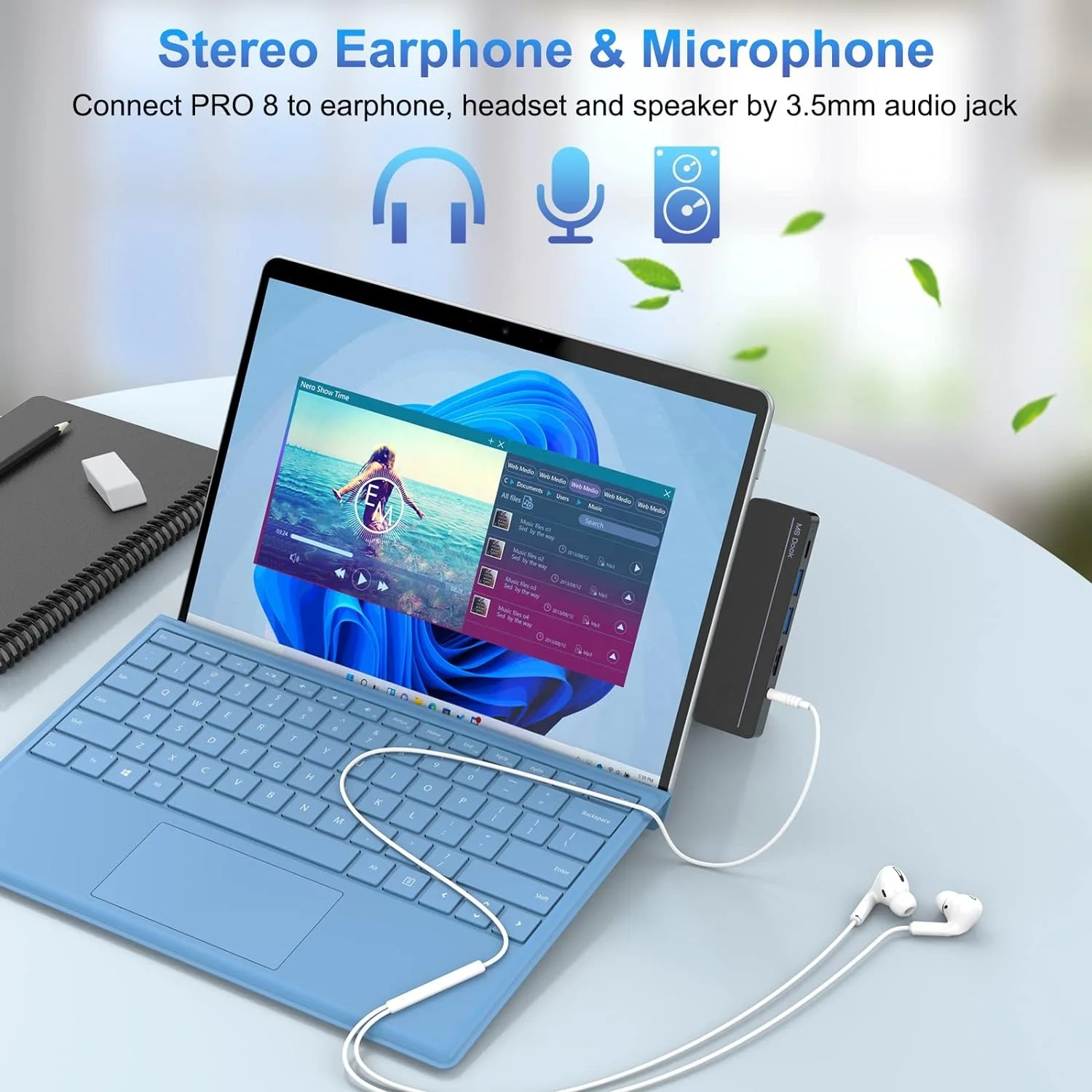 8 in 2 USB C Hub Docking Station with 4K HDMI,USB-C Thunderbolt 4 , USB C , 3.5MM ,USB 3.0,TF SD Card for Surface Pro 9 /Pro 8/X