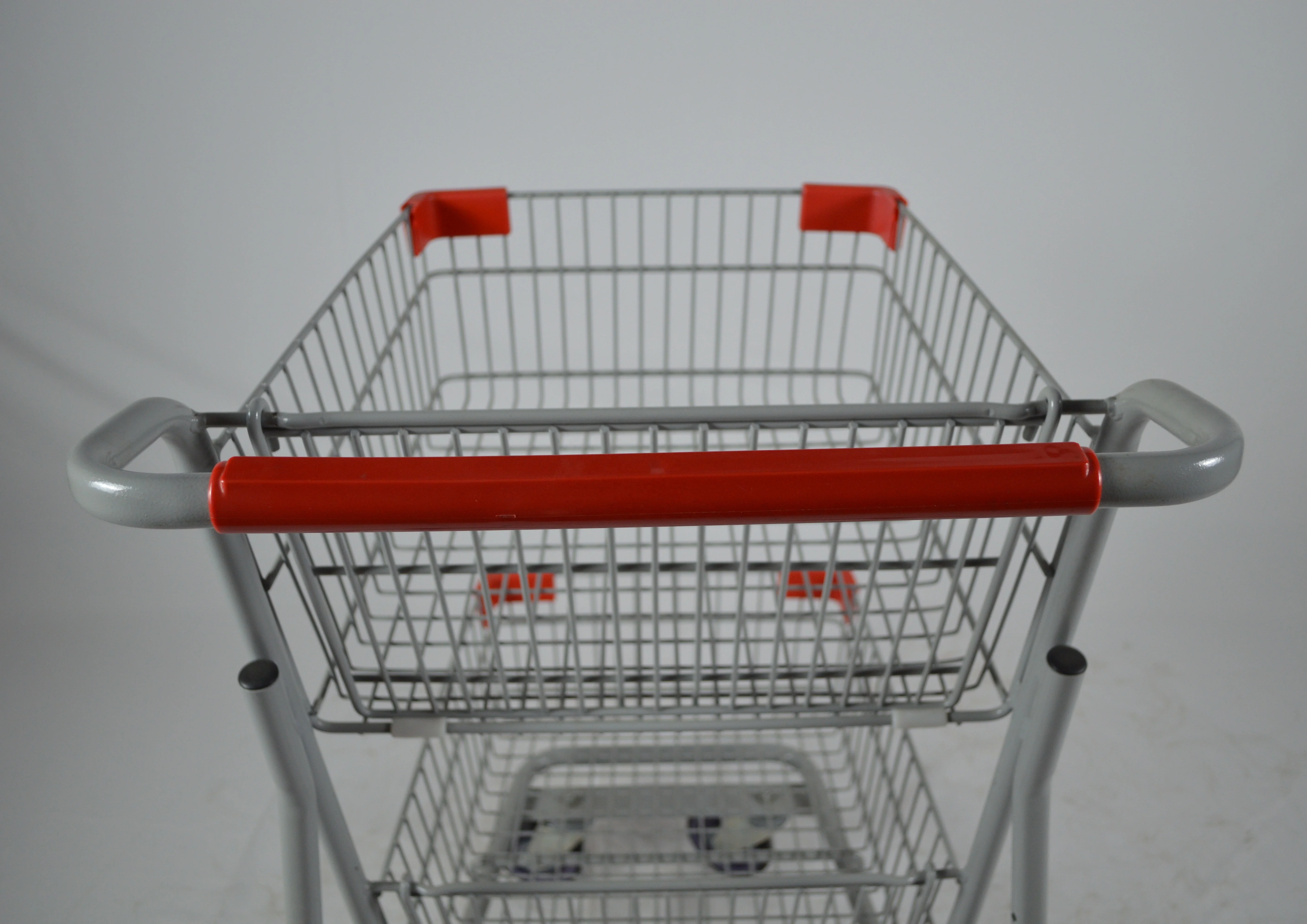 80L cheap metal double basket shopping cart trolley for sale