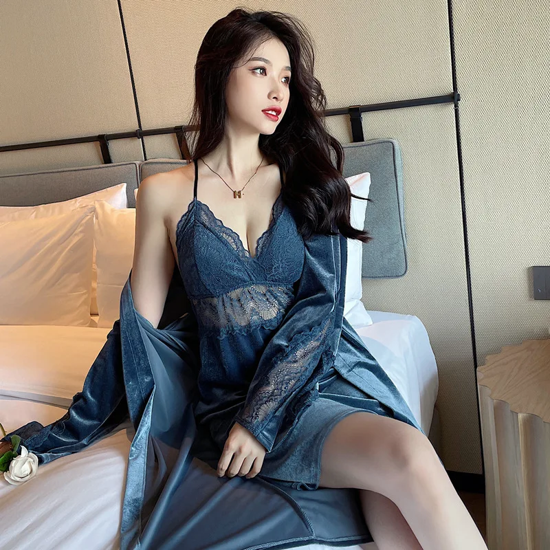 AMAZON shopify womens sleepwear sets two piece casual wear clothing set lace sling nightgown