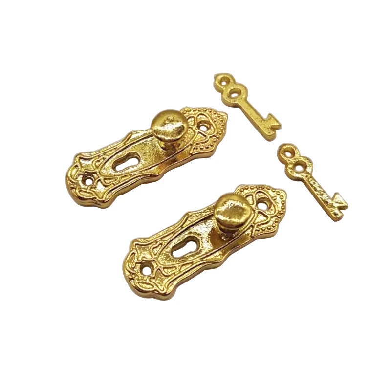 iland miniatures 1:12 Doll house door knob w/ key wooden door lock and key set/2 OA0060