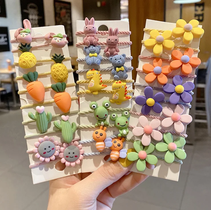 BPHNE Korean Children Elastics Hair Accessories Set Cute Animal Hair Ring Rope Fruit Scrunchies Hair Ties