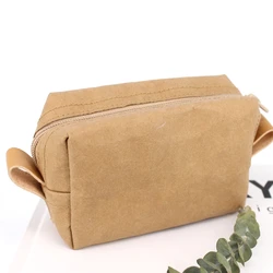 Индивидуальная Экологически чистая перерабатываемая моющаяся косметичка из крафт-бумаги