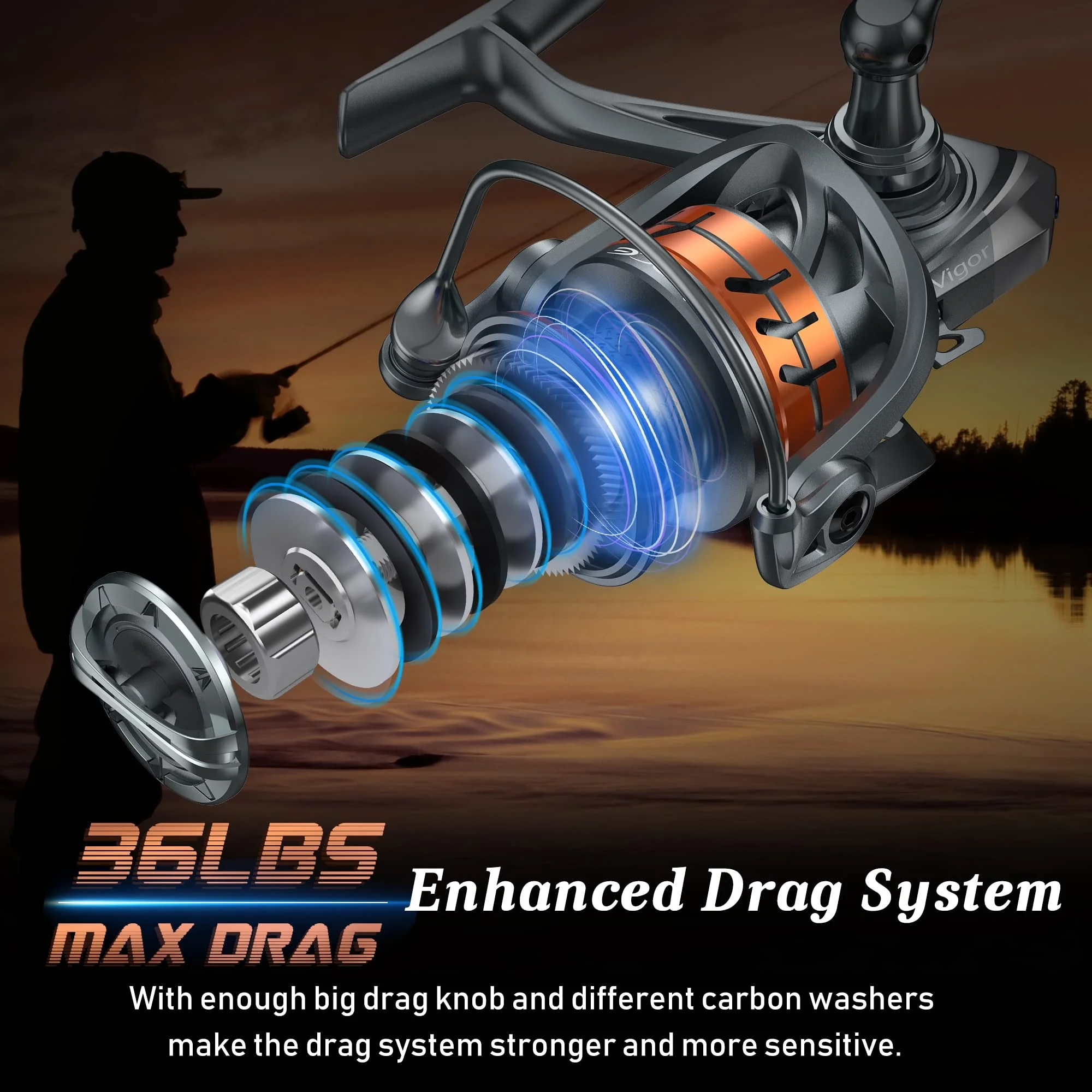 Cadence Vigor All Metal 6.2:1carp fishing reel waterproof Saltwater Spinning Reels for fishing reels big game saltwater