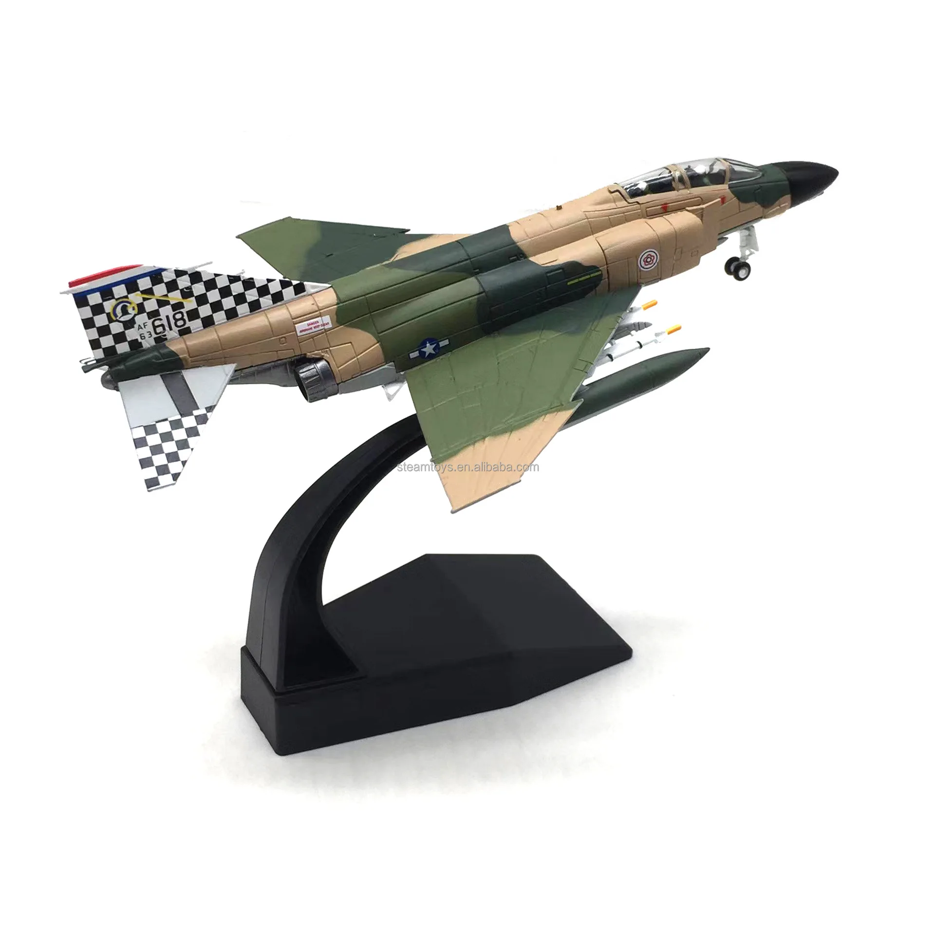 Wholesale Diecast Military Model 1/100 Scale F-4C Phantom Army Color Attack Plane Model USA Fighter Jet Model For Decoration