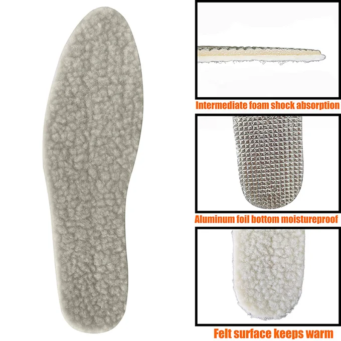 Winter Aluminum Foil Massager Foam Foot Pad, Comfort Warm Wool Felt Insole