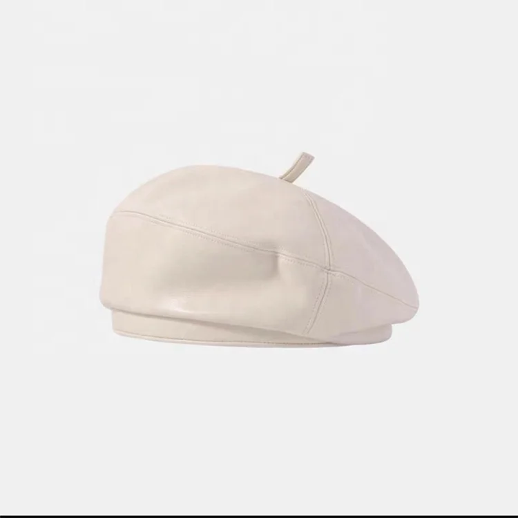 Wholesale ins Autumn Winter female vintage pu leather beret hat for women french style