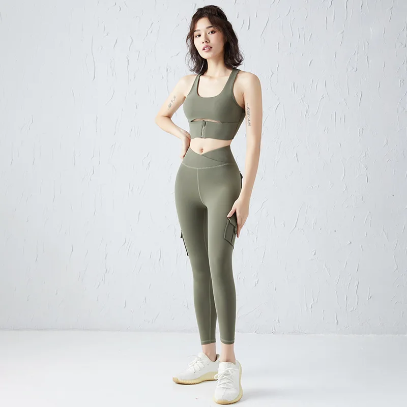 
Private Label Custom Gym Stringer Vest Yoga Two Piece Women Workout Sports Wear Set 