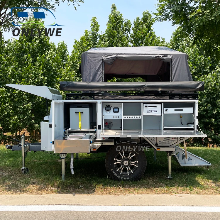 ONLYWE Custom New Small Aluminum Off Road Camping Tent Trailer Overland Fold Out Camper Travel Trailer For Sale