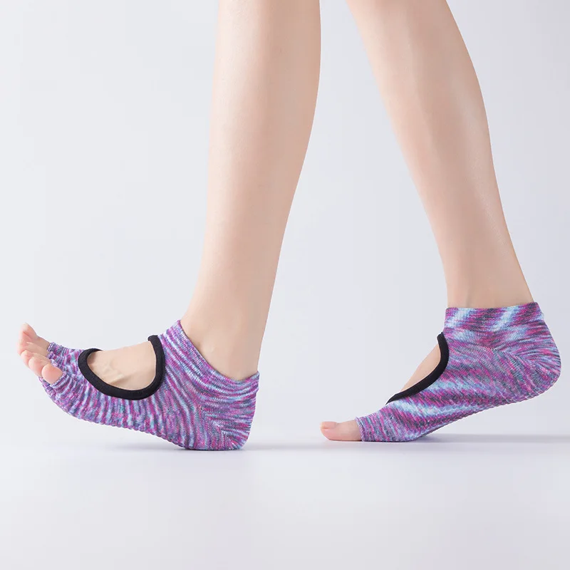 Женские носки унисекс с пальцами и батутом, Нескользящие хлопковые носки до щиколотки для пилатеса, йоги