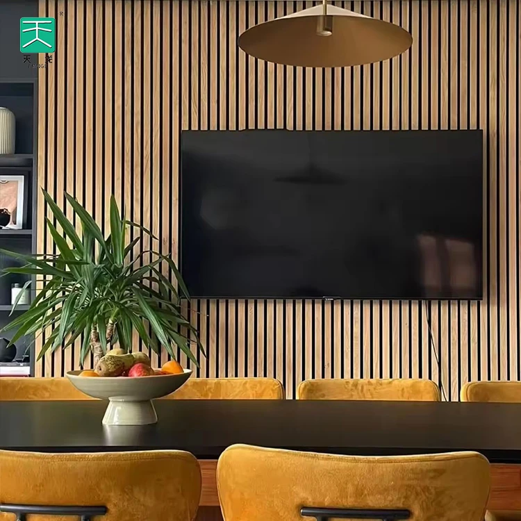 TianGe Theater Wall And Ceiling E1 Grade Flame Retardant Material Pet Wooden Slat Wall Acoustic Panel