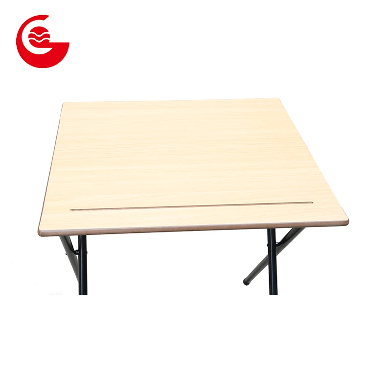 MDF top metal folding study table for kids with pencil holder