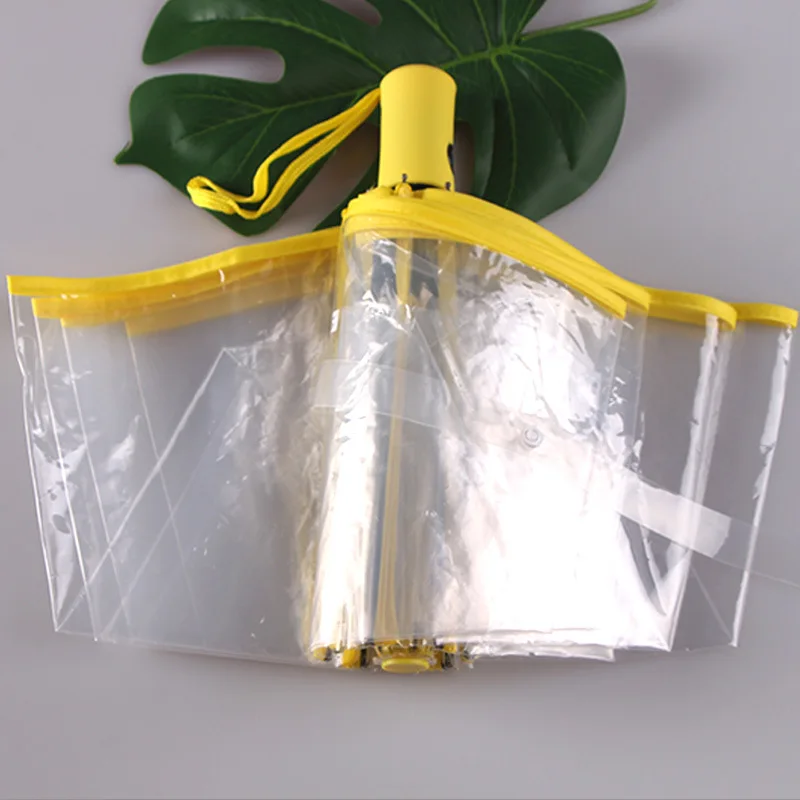 Transparent folding umbrella Clear Pvc 8K Auto-open umbrella New design portable easy carry parasol