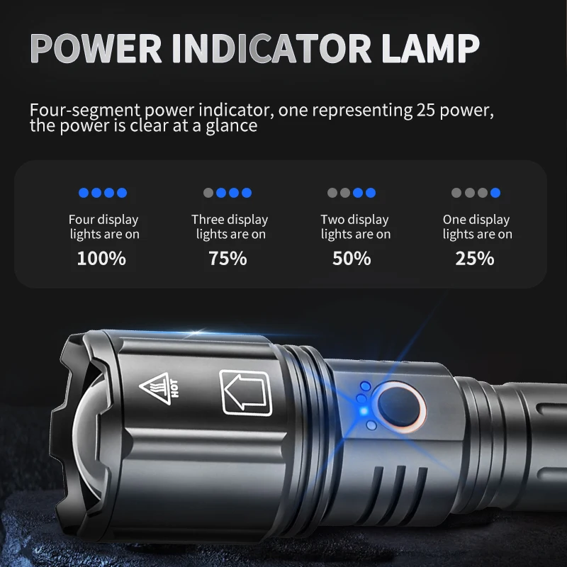 Rechargeable Tactical Flashlights High Lumens Torch Lights Zoomable Waterproof Flash Lights for Camping Hiking