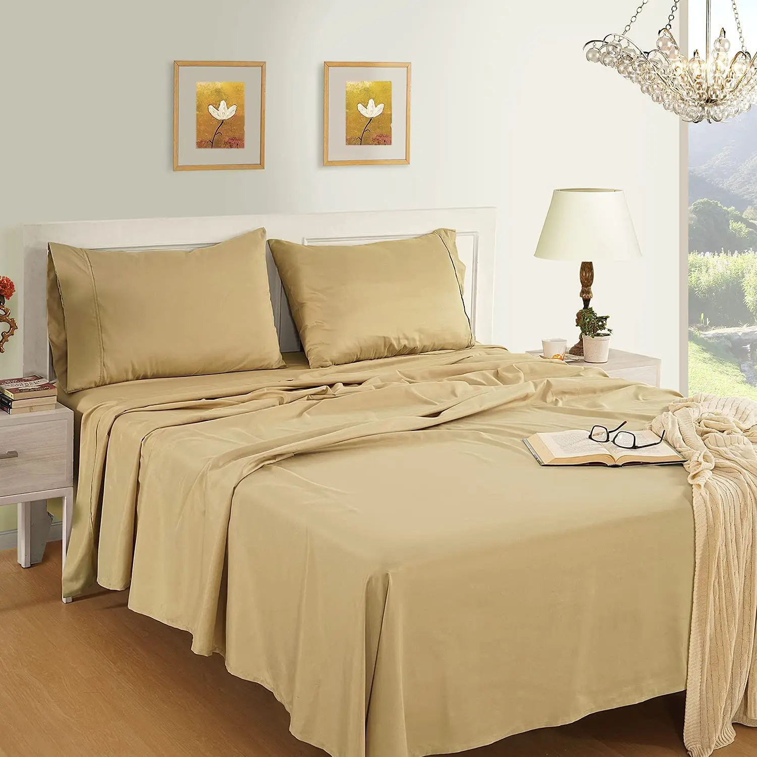 Luxury Comforter King Size Plain Cotton Flat Sheet Bed Sheets Sets Bedding Set