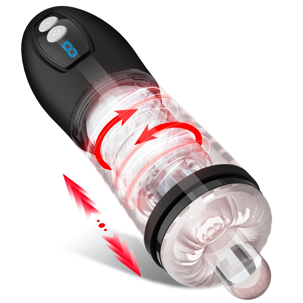 black cheetah powerful 9 modes Thrusting 9 modes Rotating man masturbation cup masturbating device with led display