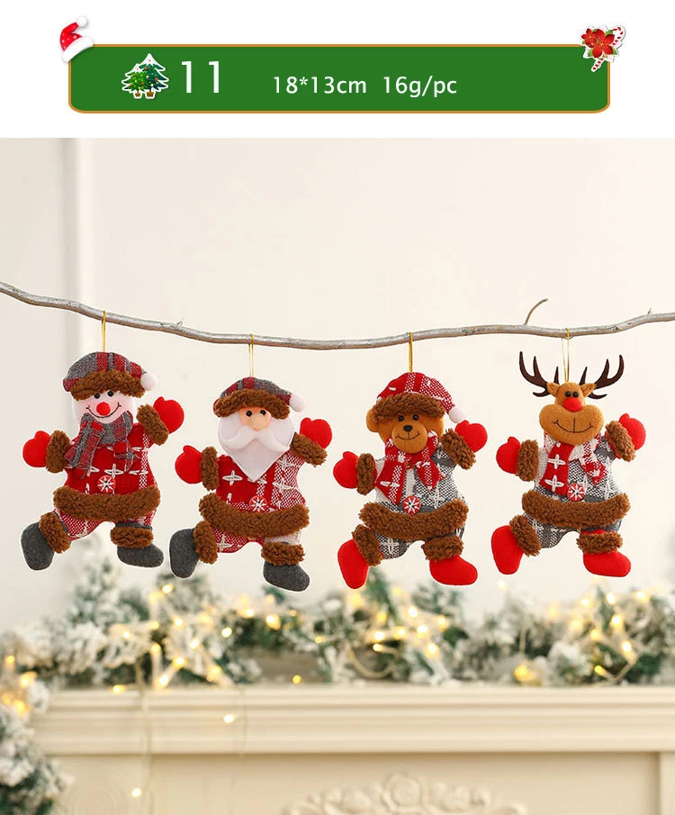 Wholesale snowman elk holiday new year santa toy ornaments hanging christmas tree pendant christmas decorations