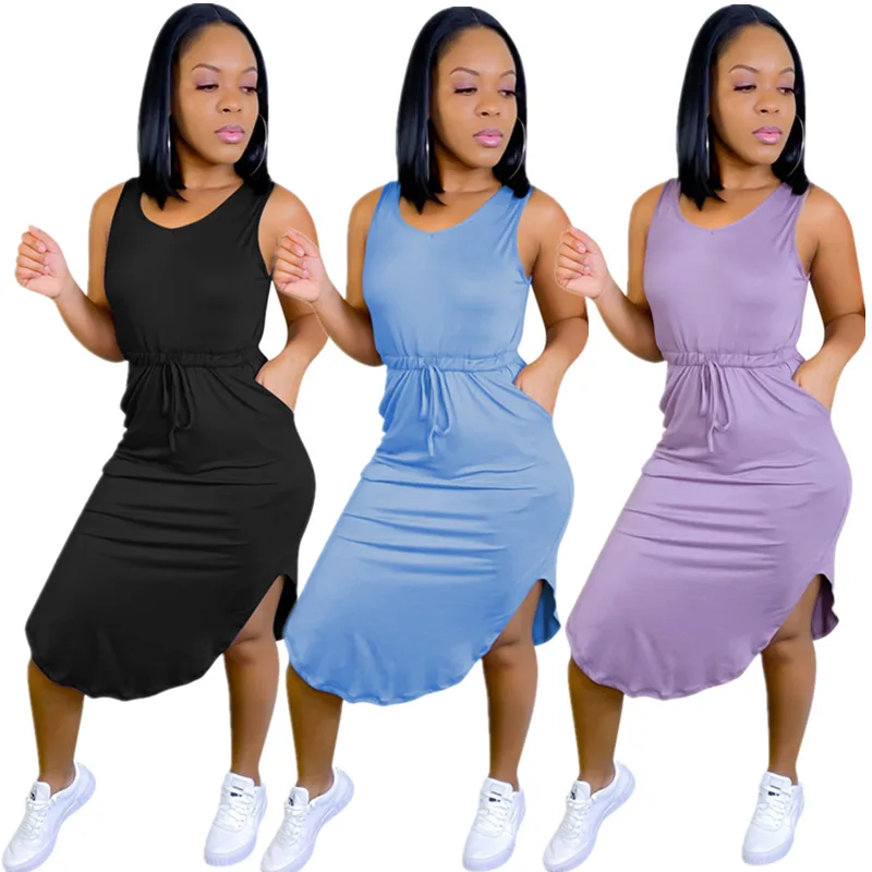 
2021 new arrivals High elastic v-neck defined waist elastic waist dress 