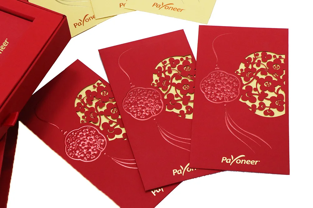 2023 recyclable custom paper envelope embossed special chinese red packet