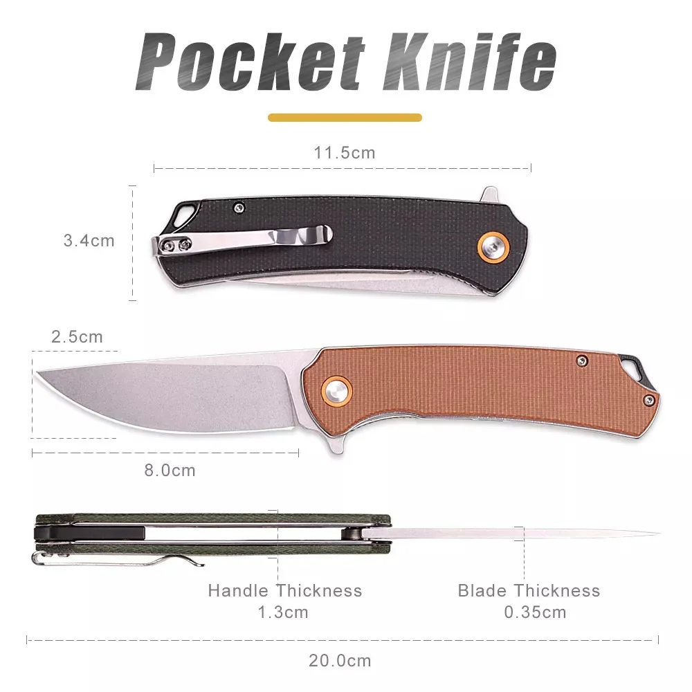 High Quality Delicate Micarta Handle Outdoor Camping Knife EDC Self Defense Folding Pocket Knife