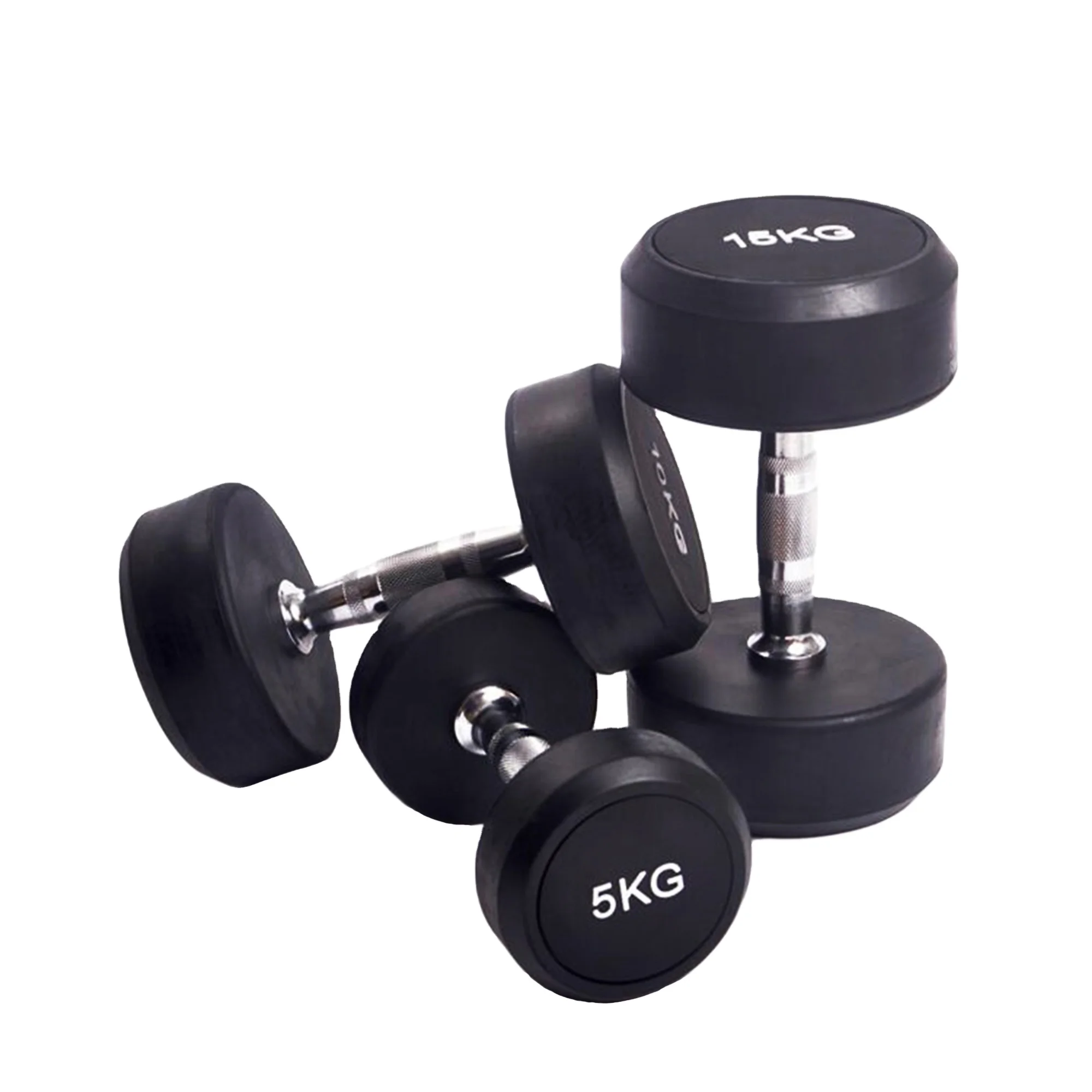 factory price gym Rubber Coated Round Head dumbbell For Fitness Equipment