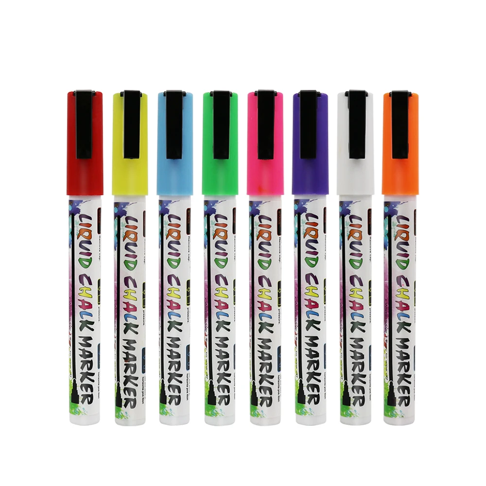 3mm Reversible Tip White Chalk Markers White Dry Erase Chalk Pens for Blackboards, Chalkboard Signs, Windows, Glass, Bistro