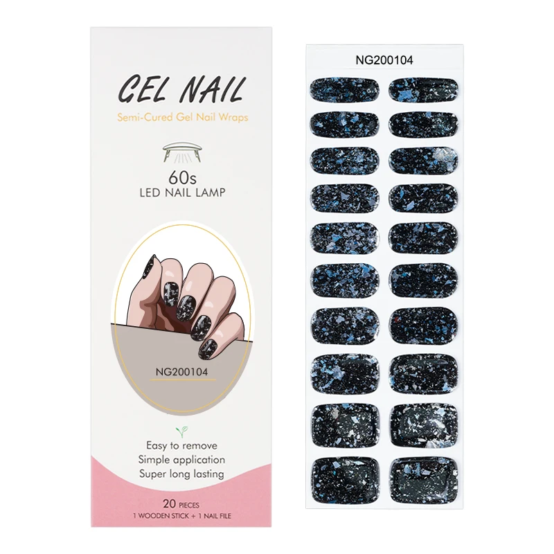 Uv gel Hot Sell Semi Cured Wraps Long Lasting Gel Nail Stickers New Arrival Styles Nail Gel Wraps With Uv Lamp