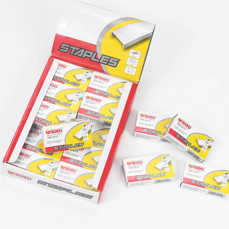 Wholesale Office School Stationery No. 10 Staples For Paper Binding High Quality Cheap Silver Stapler Pins