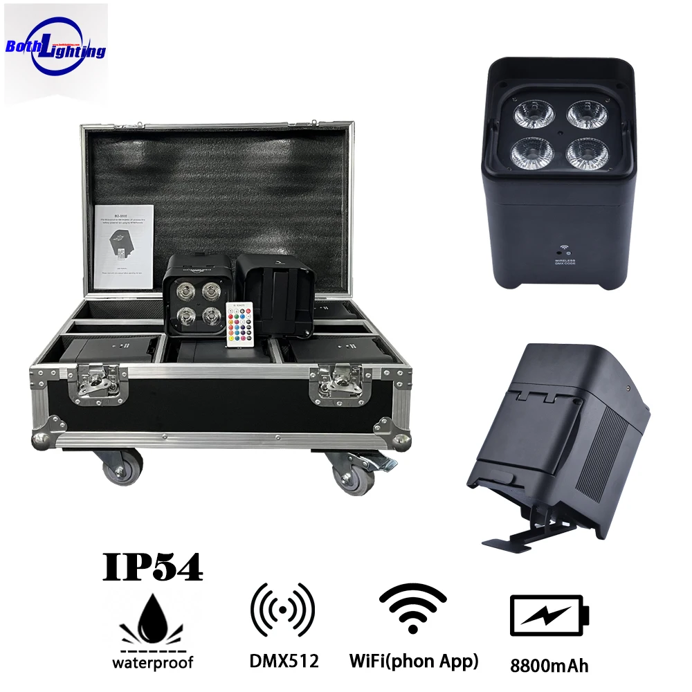 IP54 Водонепроницаемая светодиодная подсветка 4x18 Вт RGBWA УФ-светодиодная беспроводная батарея dmx Wifi & IR для свадьбы DJ события сценические эффекты