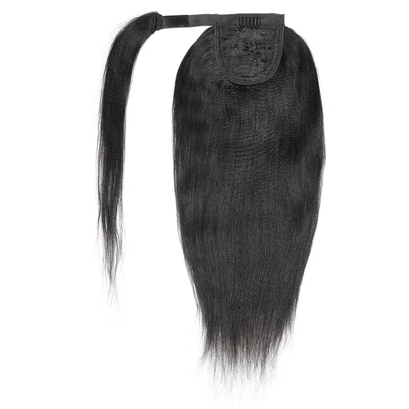 Human Hair Ponytail Hair Extensions wavy Natural Wrap Around Clip Ponytail Hair