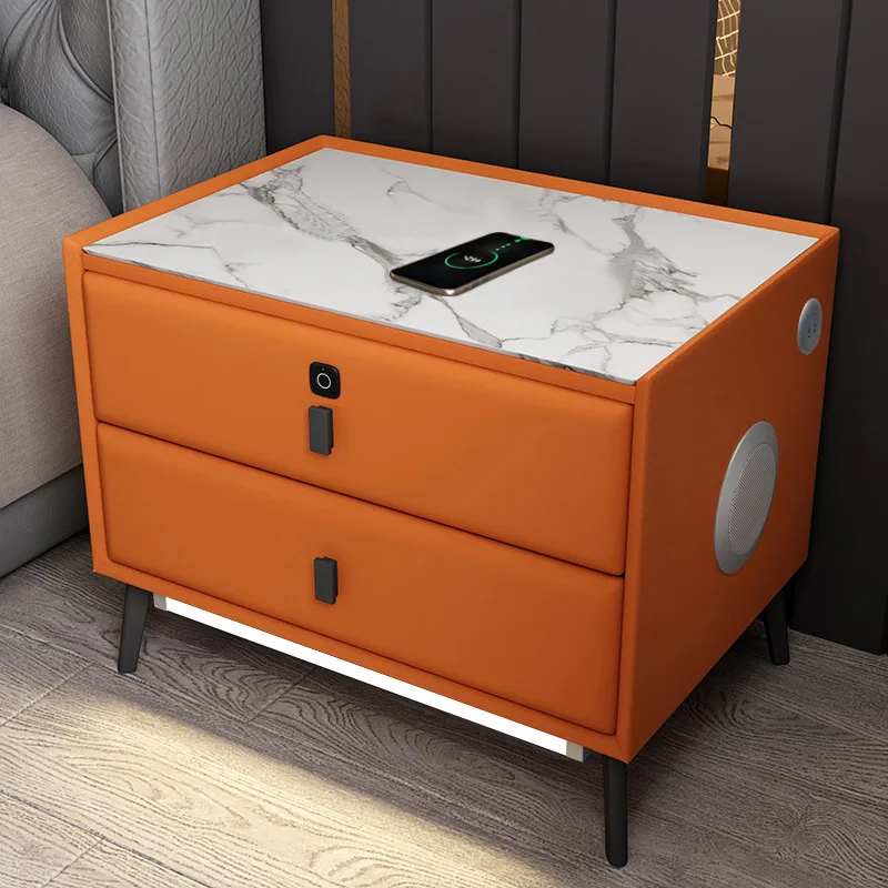 HQSLP nightstand wireless nightstand with outlet two drawer nightstand