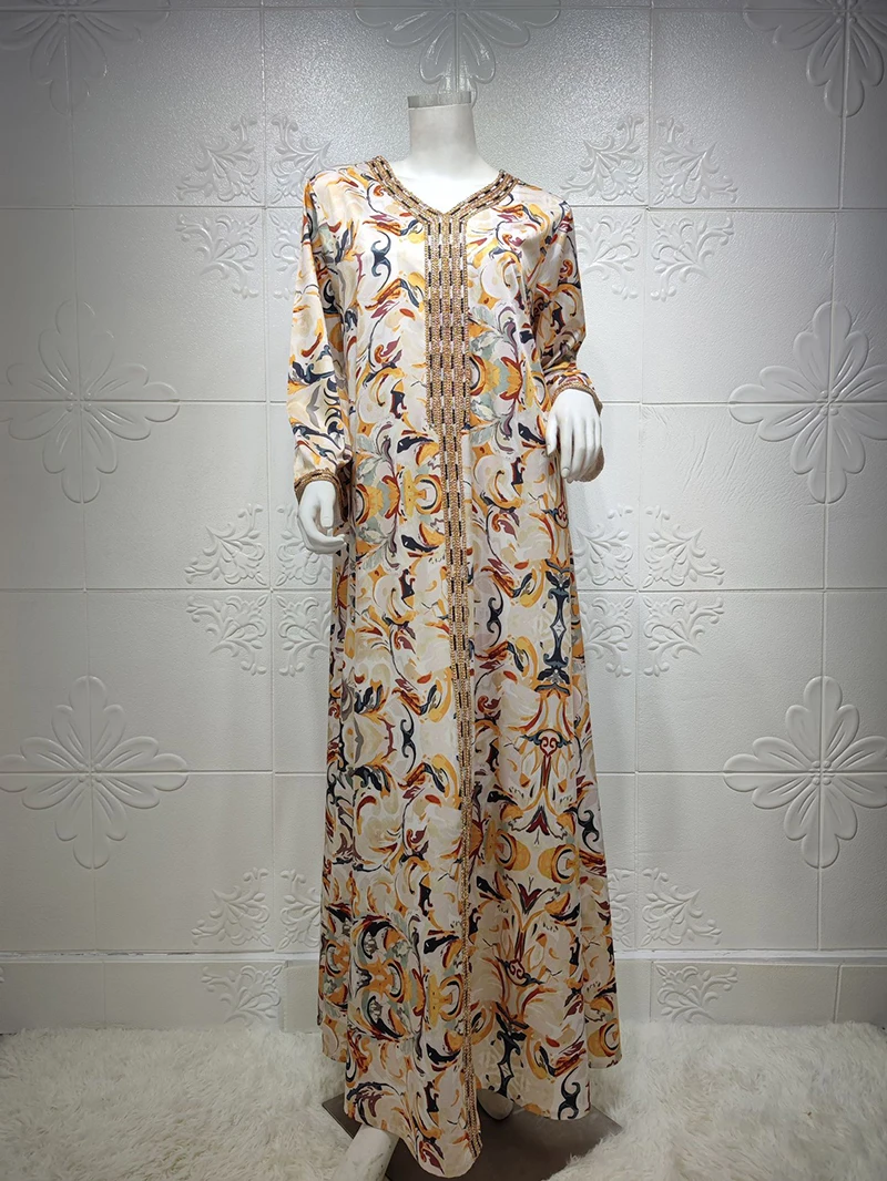 Hot selling Middle East abaya dress long dresses women muslim parent-child wear printed kaftan abaya women muslim dress