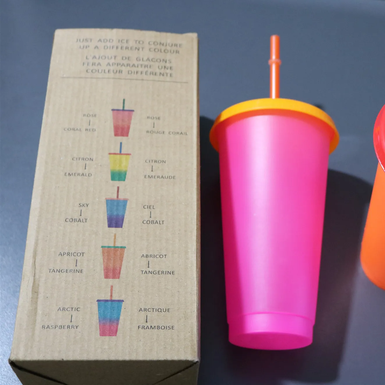 
Promotional Changing Advertising Cold Mug Change Color Changing Plastic 24oz Cup Ice Water Temperature Sense Gradient Cups 