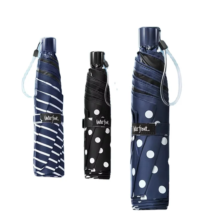 Japanese Fashion Compact Lightweight Dot-Printed Portable Sunscreen Umbrella for Wholesale Use