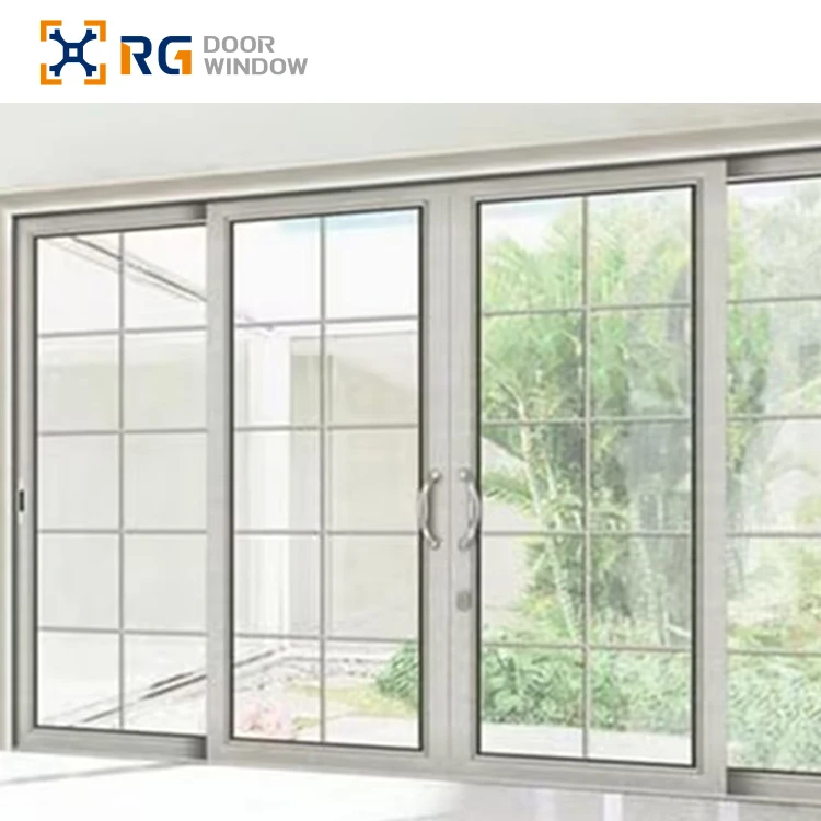 RG110 Factory Custom Sale Double Glazed Aluminum Frame Heat Insulation Casement Stainless Steel Sliding Door