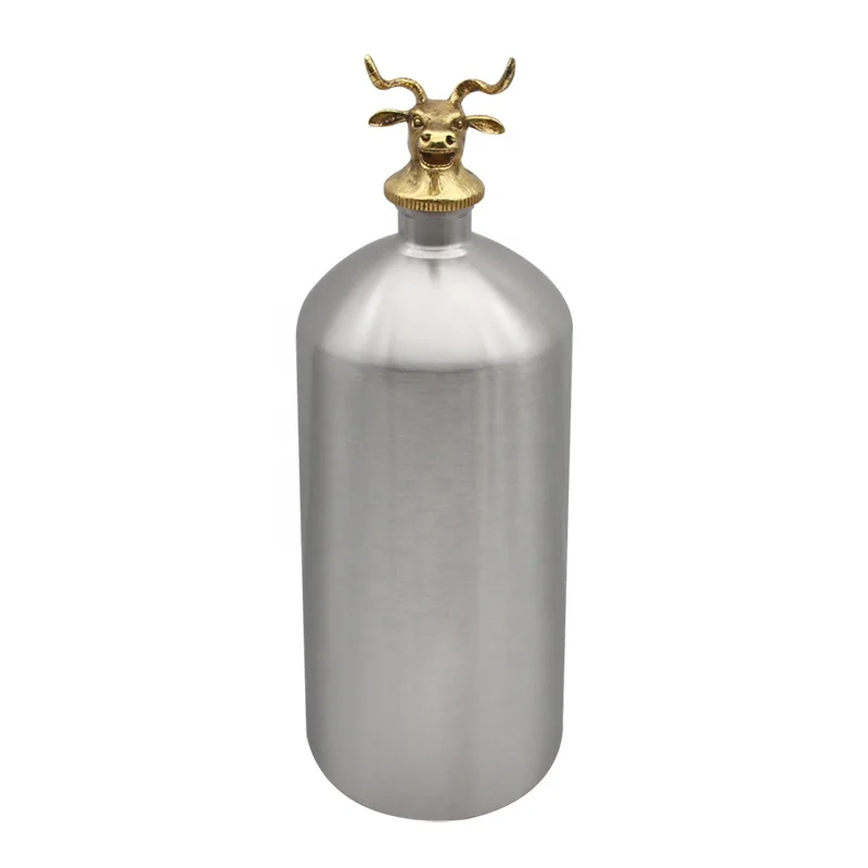 
new style buffalo cap cartoon head screw lid stainless steel mini keg bottle white wine beer soda water growler 
