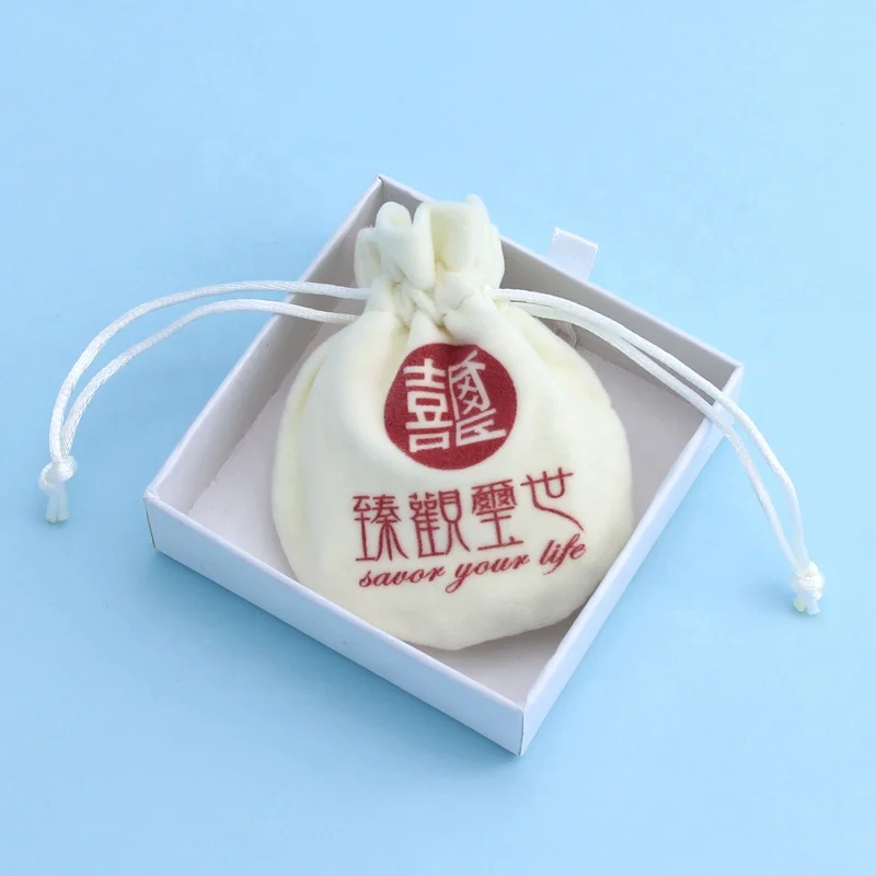 Factory Custom   Gift Ring Earings Bag Drawstring Packaging Velvet Pouch Flannelette Jewelry Bag with logo