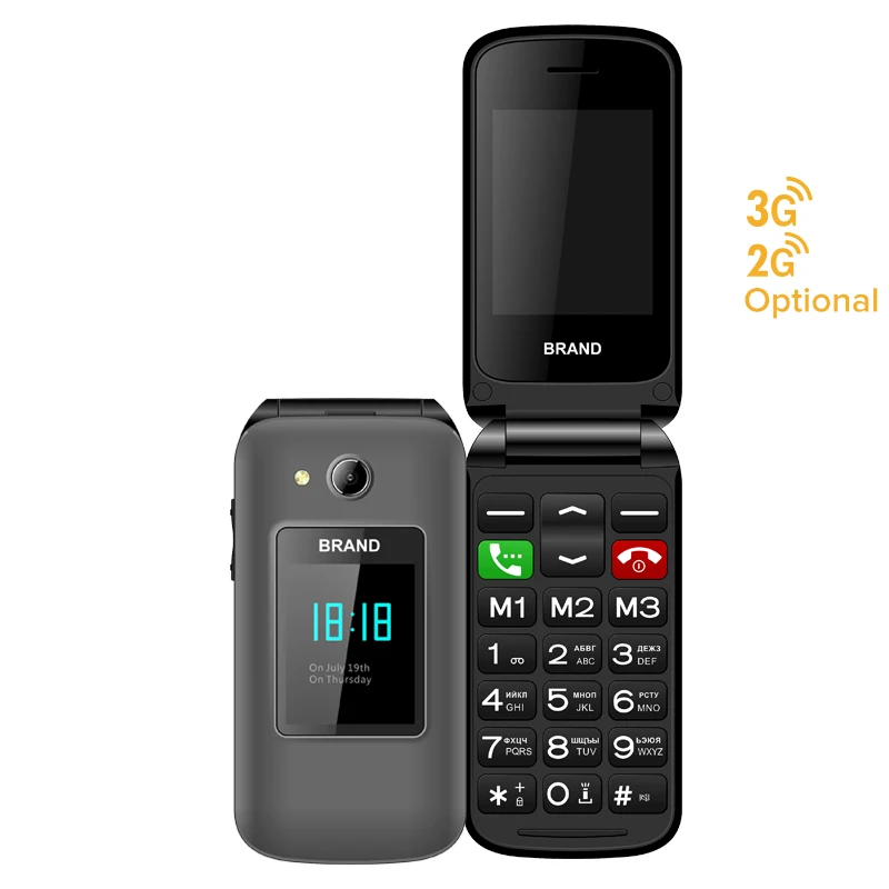 Wholesale Latest 2g 3g Flip Push Button Cell Phones Seniors Phone Itel with Dual Display Big Button Flip Cell Phone