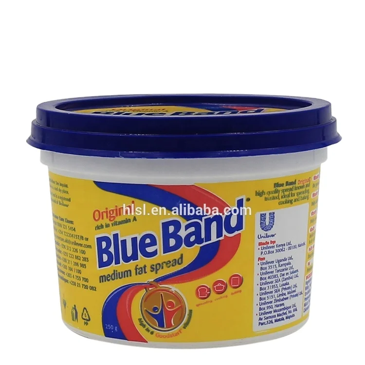 Eco friendly disposable durable custom logo printed round IML butter packaging box plastic margarine container with lid
