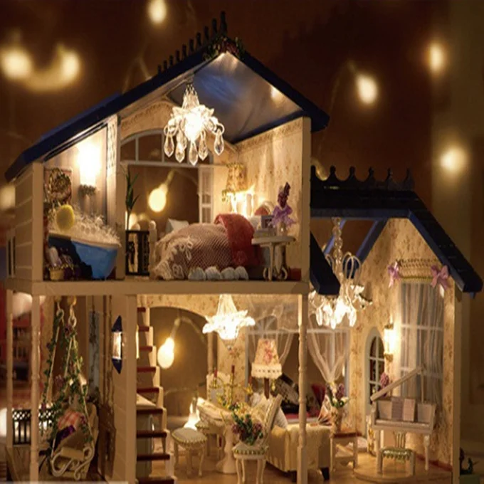 Hot Sale Provence DIY Doll Houses Furniture Miniature Wooden House  Educational Toys Doll House Miniature Accessories