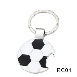bottle opener keychain soccer ball shape promotional crisite metal key chains  key rings key metal keytrain